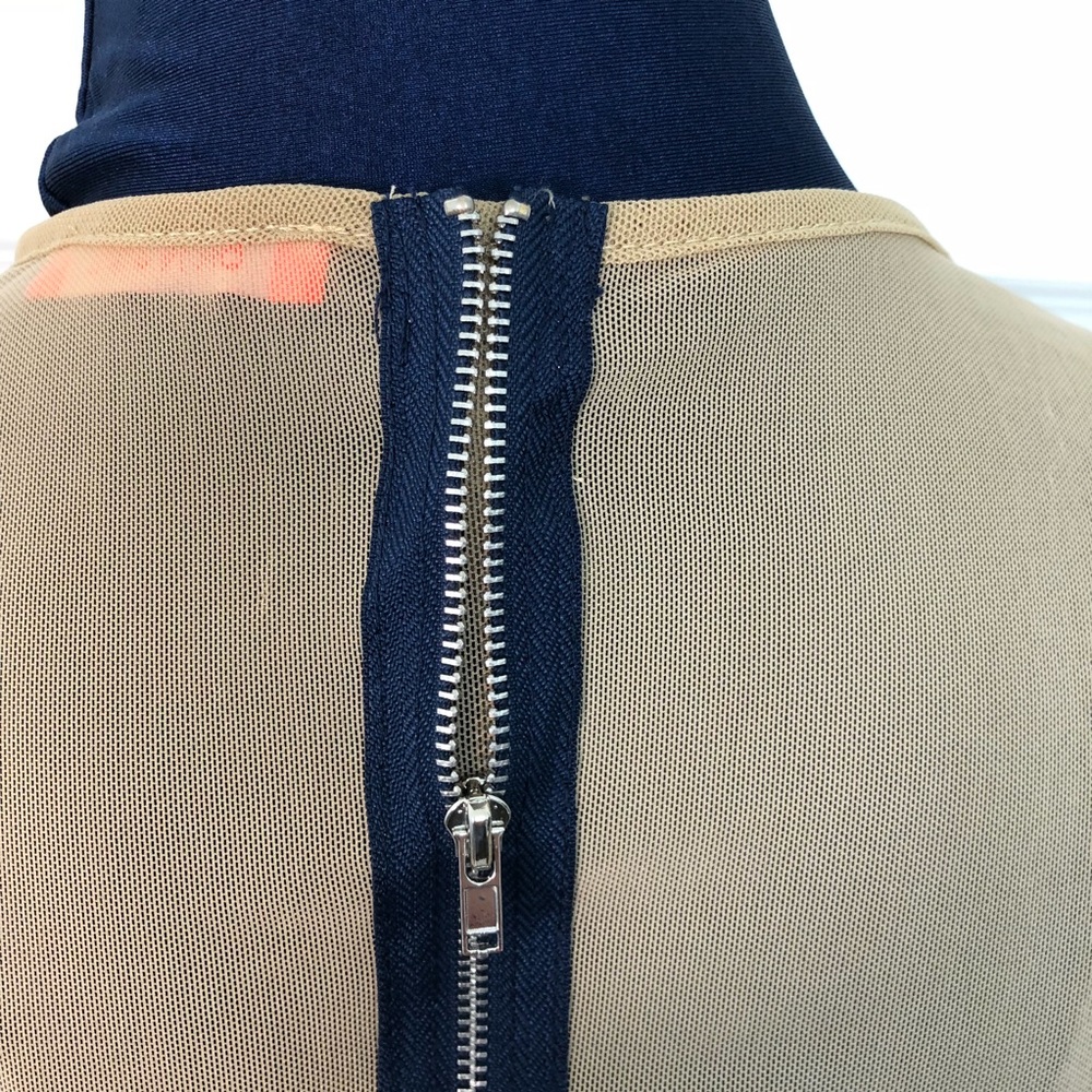 Navy Blue Swimsuit with  Long sleeve mesh coverup. - Picture 7 of 8